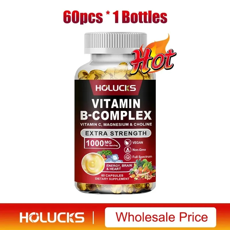 Suplemento de complexo de vitamina B, rico em B1 B2 B3 B5 B6 Biotina, força, suporte energético, cérebro e coração, promove o metabolismo