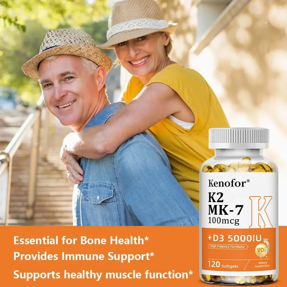 Vitamina D3 5000UI + K2 MK-7 100mcg | Coração ósseo e suporte imunológico