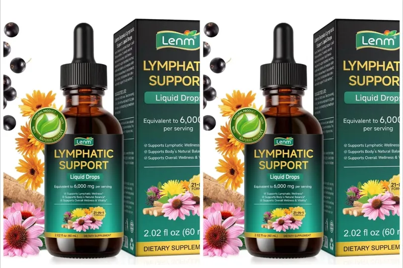 Lenm 60ml sistema linfático limpa suplementos líquidos de suporte imunológico gotas de ervas linfáticas orgânicas naturais para suporte de equilíbrio
