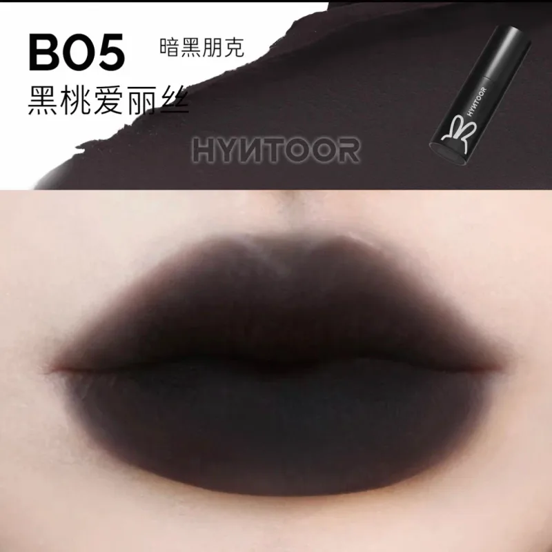 Hyntoor batom preto com glitter gótico, conjunto de cores duplas, prata fosca, nutritivo, cetim escuro, metálico, efeito esfumaçado diário