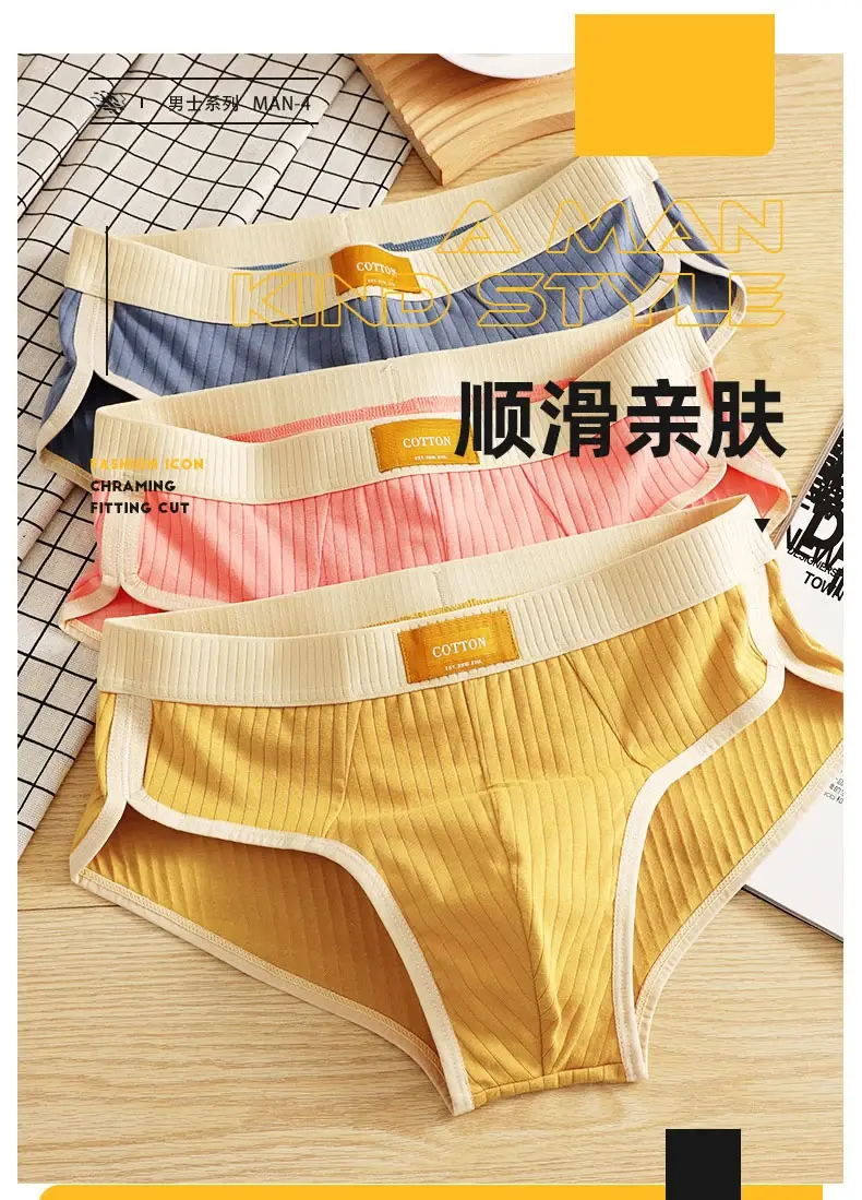 Men's Cotton Briefs High Quality Comfortable Underpants Breathable Shorts Underwear Soft U Bulge Pouch Sexy Panties Homme Cueca