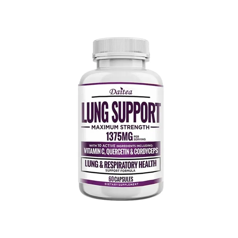 Suplemento de suporte pulmonar para limpeza e desintoxicação pulmonar com quercetina, bromelaína, vitamina C e cordyceps para suporte respiratório pulmonar