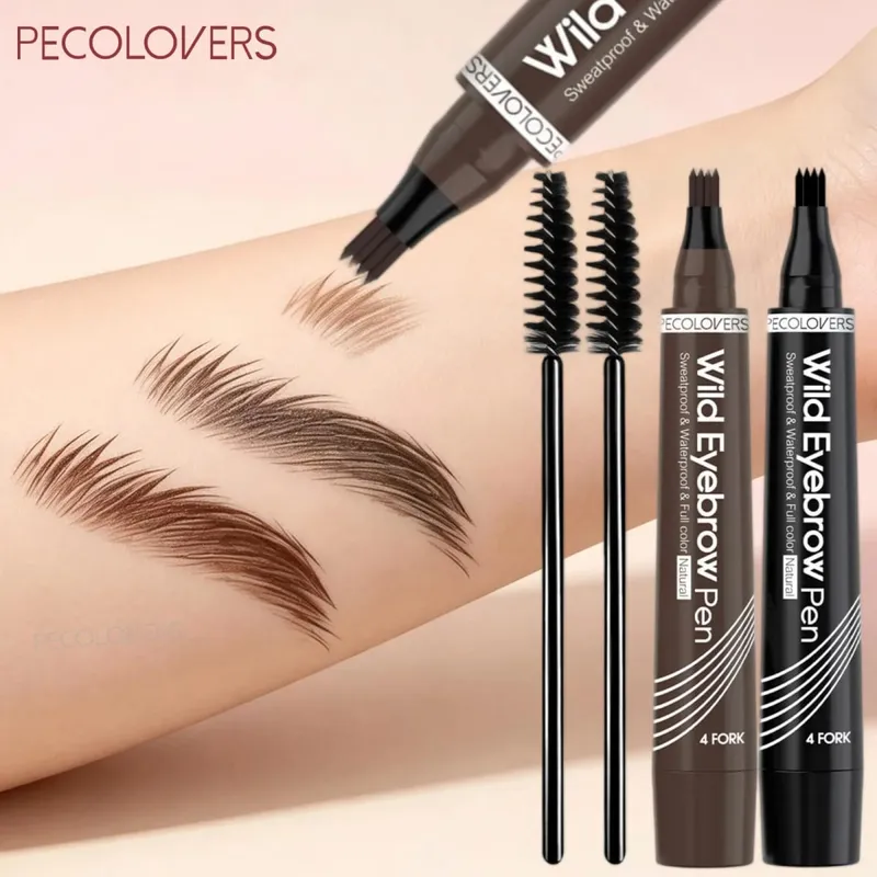 Conjunto de maquiagem de sobrancelha 4 tamanhos - à prova d'água e à prova de manchas, adequado para tatuagem de sobrancelha, criando sobrancelhas selvagens bem definidas