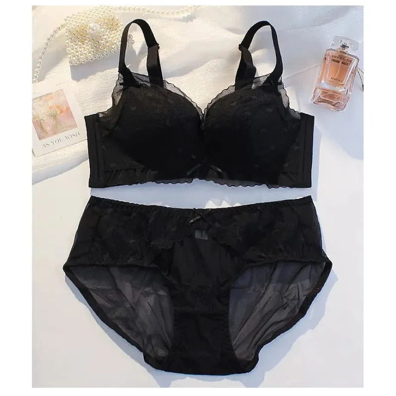 Sexy Pure Desire Breeze Bralette Small Bust Push Up Gathering Anti-Sagging Wirefree Comfort Breathable Lingerie Set Large Look ​