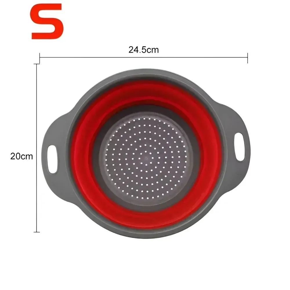 2 pçs silicone dobrável escorredor cesta frutas vegetais dobrável coador de cozinha para alimentos macarrão utensílios de cozinha dispositivo de drenagem — image 16