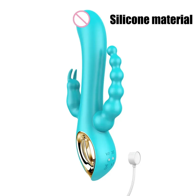 Vibrador de coelho de silicone 3 em 1, ponto G, clitóris, contas anais, estimulador, 10 modos de impulso, brinquedo sexual vibratório para mulheres — image 22