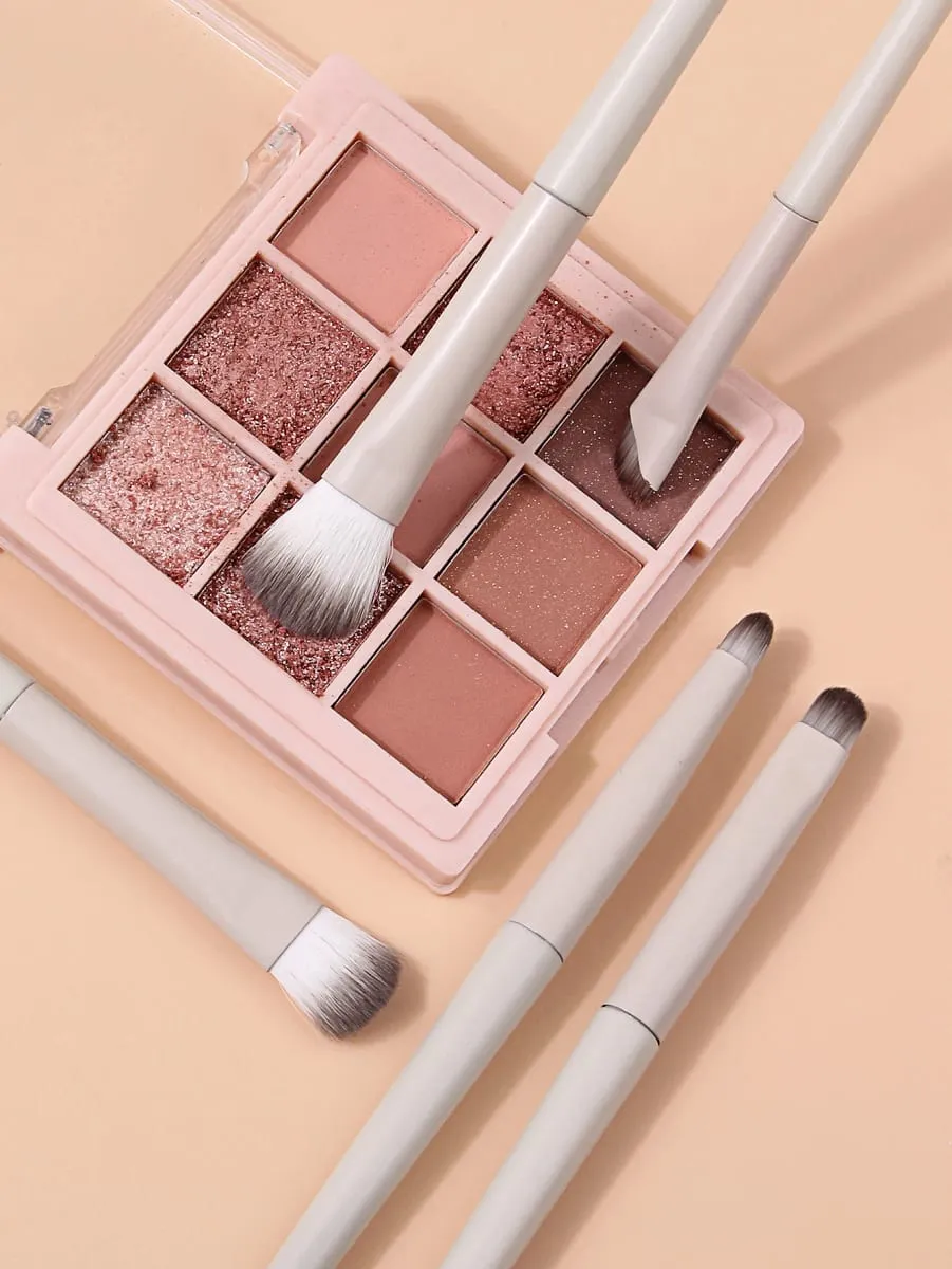 6 pçs pincéis de maquiagem conjunto 2 pçs esponja de maquiagem escova cosmética macia para blush sombra corretivo contorno rosto compõem ferramenta de beleza