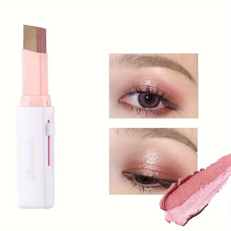 Dupla cor sombra vara perolado sombra lápis glitter forro iluminador multicolorido sombra de olho maquiagem cosméticos