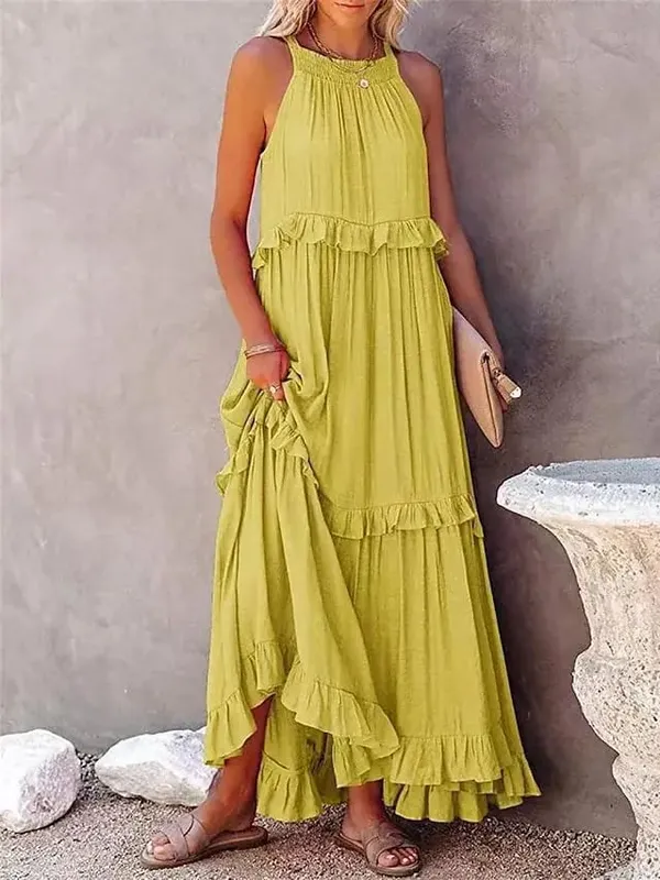 Vestidos com borda de folha de lótus para mulheres