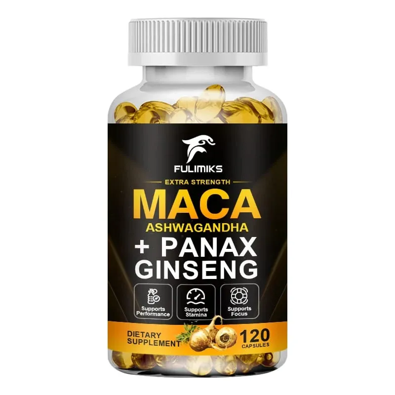 三重瑪卡混合物與人參和南非醉茄補充劑支持生殖健康荷爾蒙平衡肌肉和緩解壓力