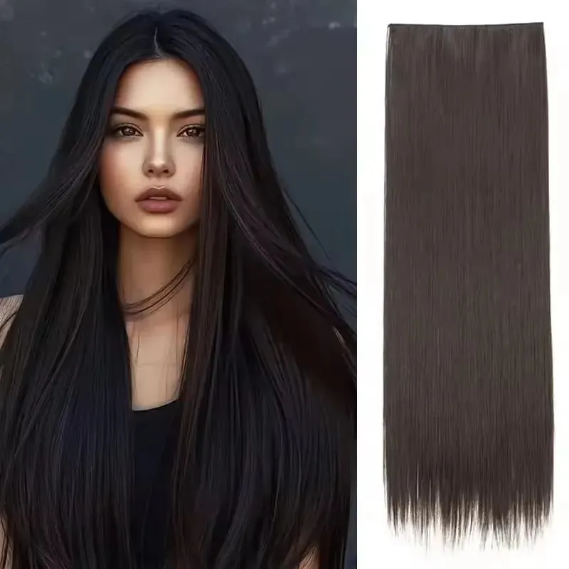 32 Inch Synthetic No Clips Invisible Wire Hair Extension Artificial Natural Fake False Long Straight Hairpiece Blonde For Women