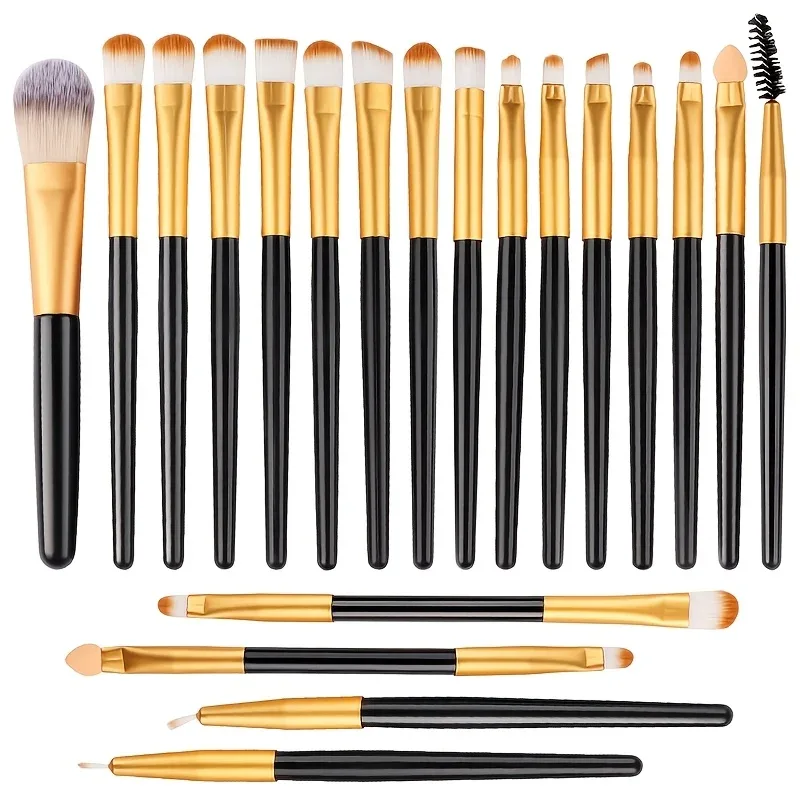 Conjunto de pincéis de maquiagem para os olhos, 20 peças, portátil, macio, ferramentas de beleza, base, sombra, delineador, multifuncional, iniciante