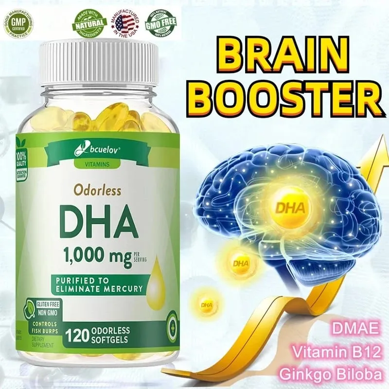 Bcuelov 高效 DHA - 支持大腦健康和認知功能 提高專注力和智力思維