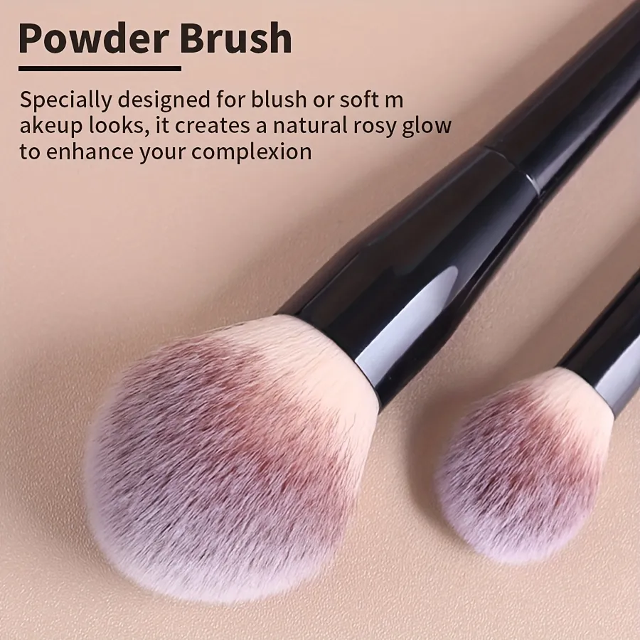 2 pincéis de maquiagem profissional com cerdas grandes e macias de nylon e pontas elípticas/de contorno - compatíveis com blush de base Po