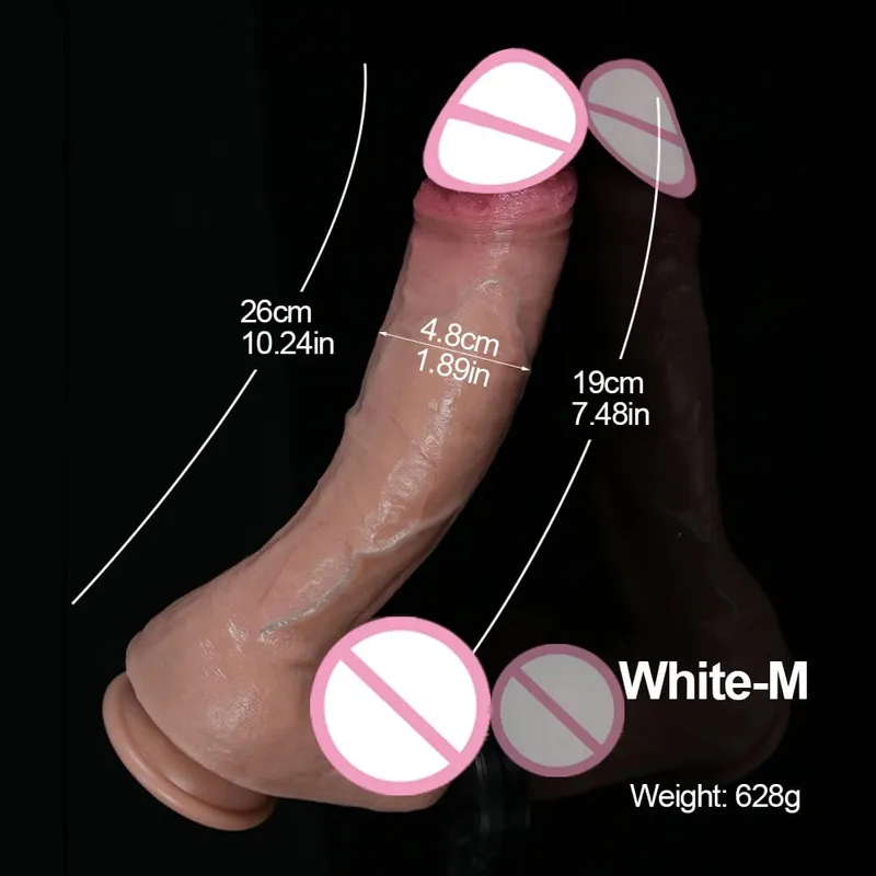Xxl com vibrador realista de silicone, pau macio, ventosa, pênis, brinquedos sexuais anais, estimulador de ponto g com eixo curvo e bola