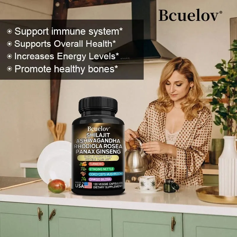 Shilajit Ashwagandha Rhodiola Rosea Ginseng High Concentration Formula Promotes Digestive System Brain Joint Health Supplement