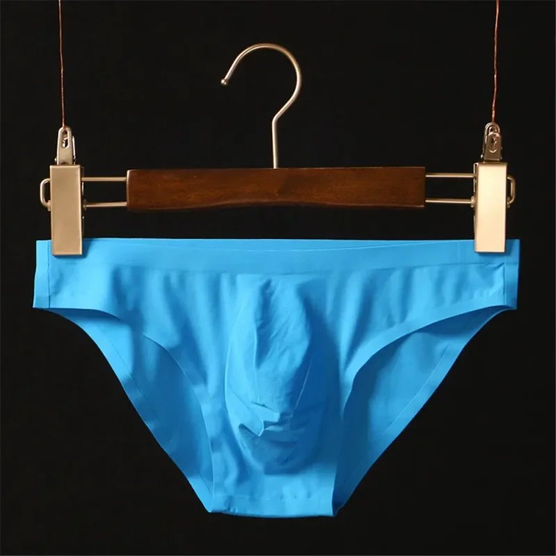 Sensação livre de seda gelo sem costura cuecas masculinas sólidas cuecas ultra-finas masculinas sem costura cintura baixa roupa interior macia