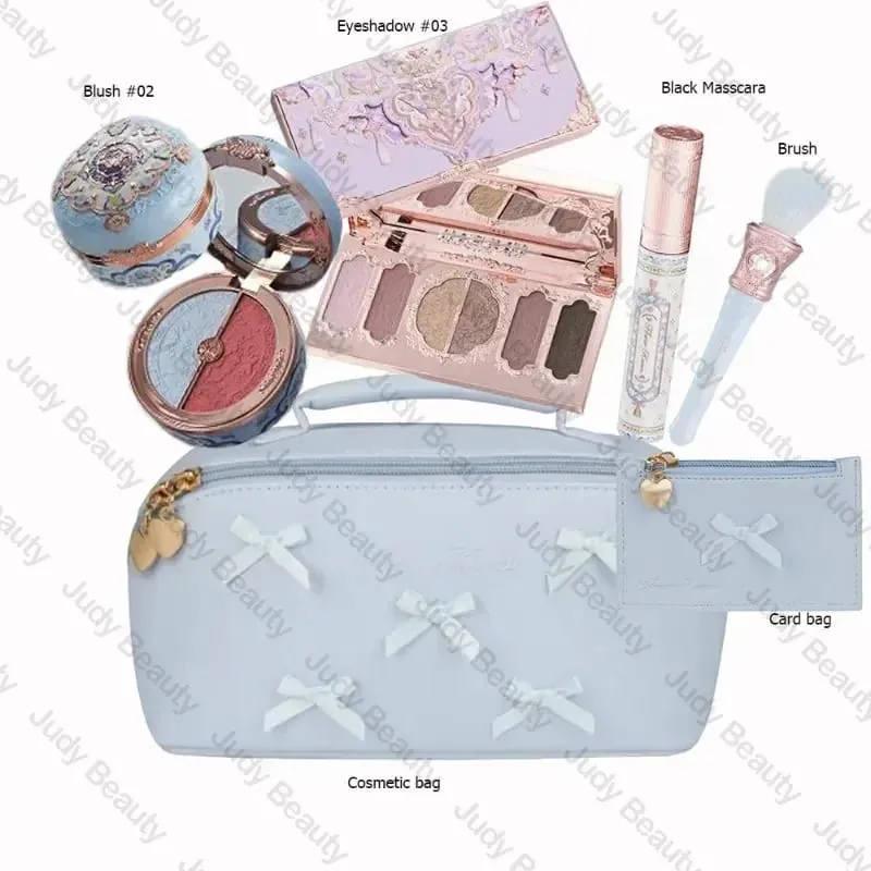 Maquiagem flor sabe conjunto concha pérola série seis cores paleta de sombra em relevo blush brilho batom kit com saco tudo em