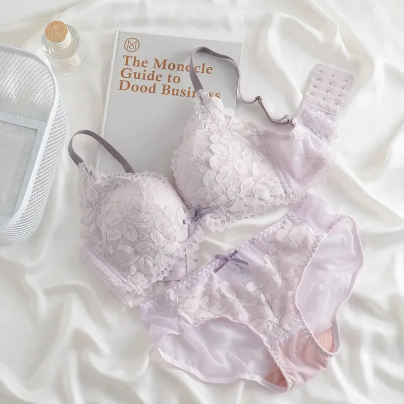 Japanese Inspired Push Up Bra Set for Small Bust Women | Side Smoothing Anti-Sagging Adjustable No Gap Luxury MOYISU Panty & Set