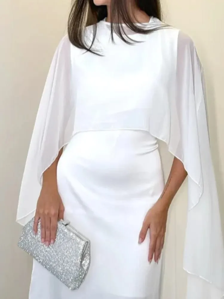 Capa pura em torno do pescoço maxi vestido para mulher aberta volta sólida simples design saia elegante casamento formal noite feminino roupões longos