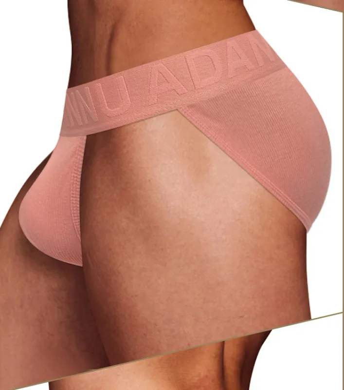 Cueca convexa de algodão com nervuras, confortável para a pele, sensação nua, letra em relevo, cintura larga, roupa íntima de ajuste fino