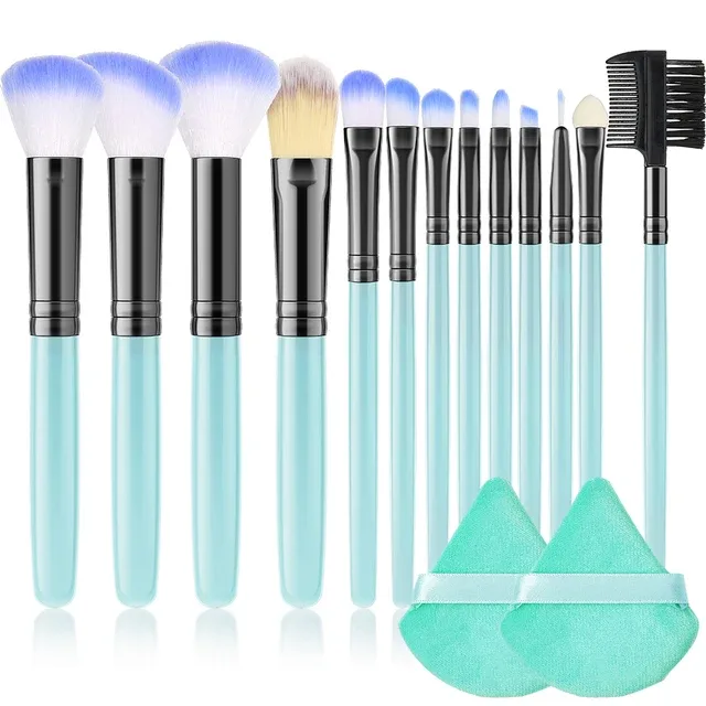 Profissional 13 pçs pincéis de maquiagem conjunto 2 pó puff esponja para cosméticos fundação blush sombra mistura escova ferramentas beleza