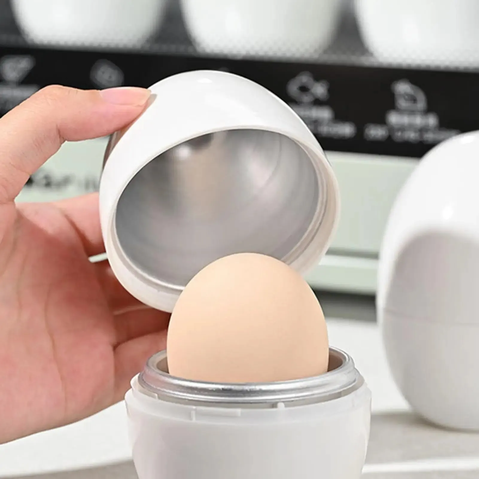 Vaporizador de ovos de micro-ondas, caçadores de ovos cozidos com tampa, vaporizador de ovos para ovos cozidos macios e duros, utensílios de cozinha para fervura rápida de ovos