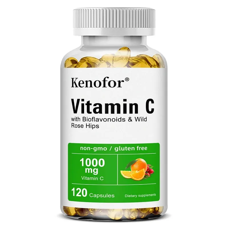 Vitamina C 1000 mg - com Rosa Mosqueta Cítrica Suporte Imunológico Produção de Colágeno Antioxidante para a Saúde da Pele 120 Cápsulas