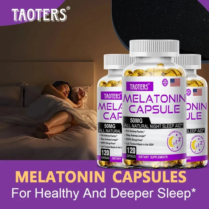 Cápsulas de melatonina 50 mg - promovem o adormecimento rápido, acalmam a mente, suplemento natural para dormir