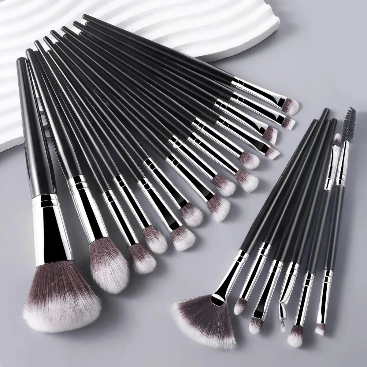 Conjunto de pincéis de maquiagem, 20 peças, base em pó, blush, sombra, sobrancelha, ferramentas cosméticas com bolsa de armazenamento