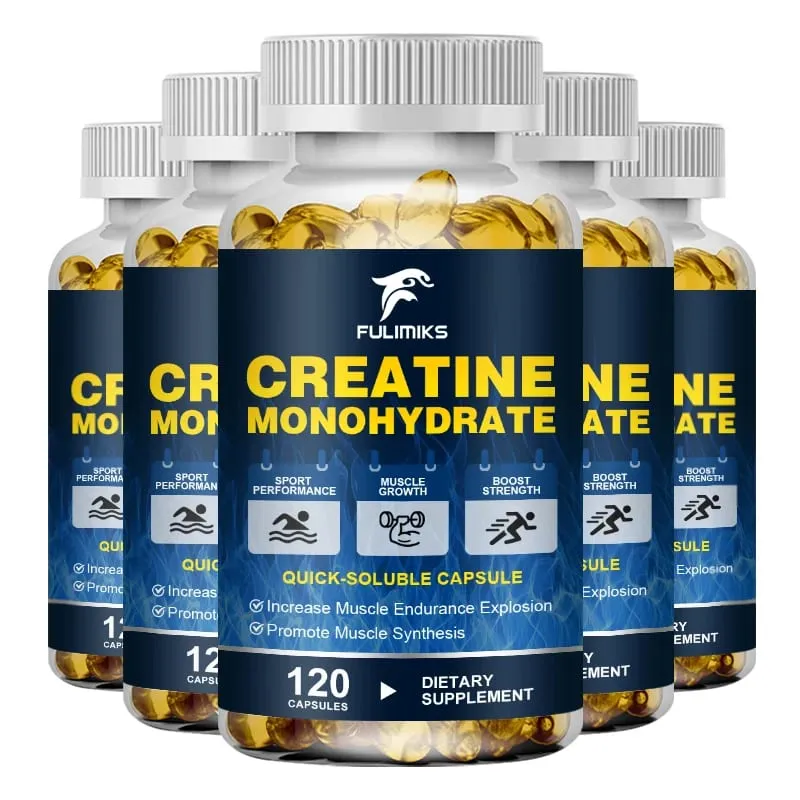 Cápsulas de monohidrato de creatina de alta potência 3000 mg apoiam o crescimento muscular, desempenho atlético, níveis de energia e academia diária