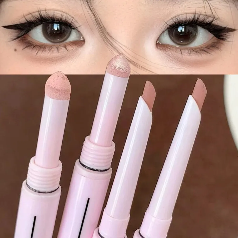 Caneta aegyosal fosca com glitter de extremidade dupla, destaque e sombra, maquiagem para os olhos, delineador em gel para bicho da seda