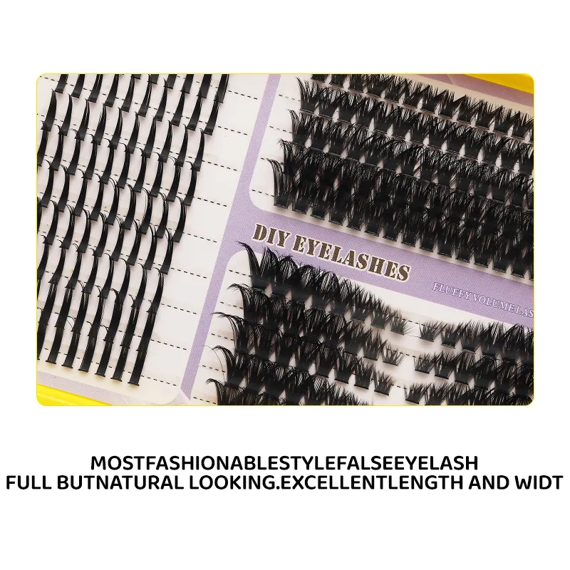 Fluffy Mixed DIY Cluster Lash Extensions 20 Linhas Volume Cílios Individuais Dramático D Curl Grosso Cluster Cílios