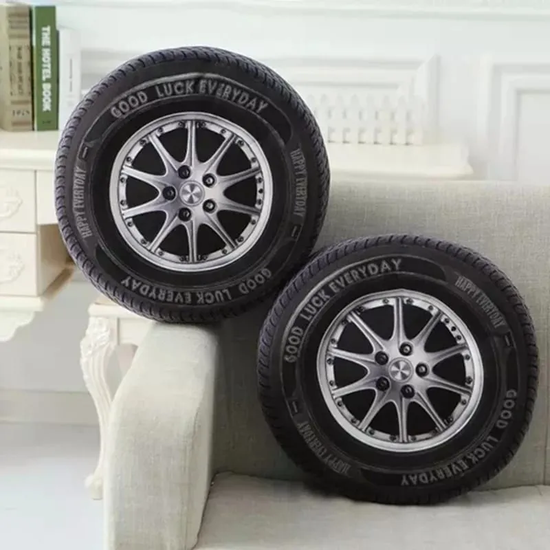 Simulação 3d pneu de carro travesseiro de pelúcia realista impresso roda almofada criativo engraçado sofá lance travesseiro auto entusiasta decoração presente