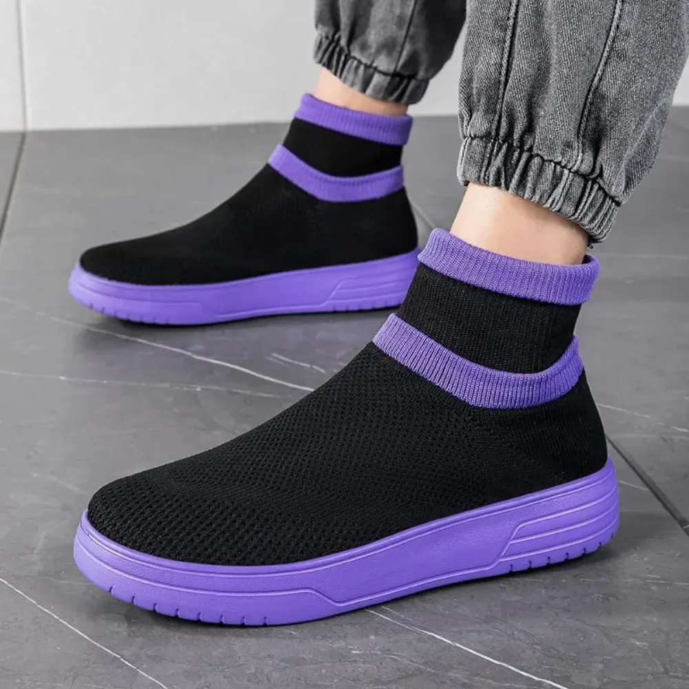 Sock Shoes for Men Spring 2026 New Couple Socks Breathable Mesh High Top Casual Shoes for Men One Foot Thick Soled Sneakers Men