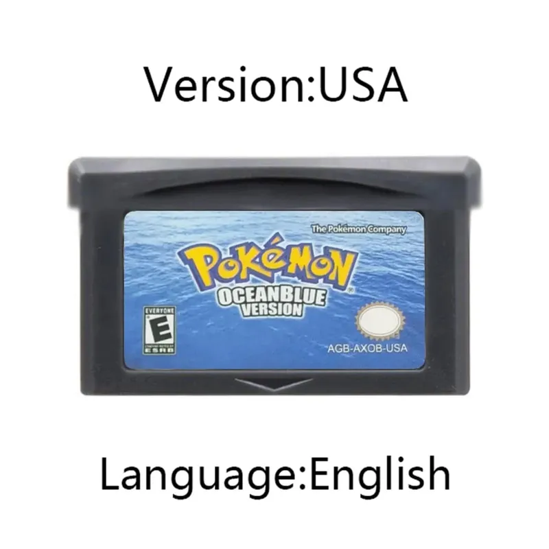 GBA Pokemon Game Cartridge 32-Bit Video Game Console Card AshGray Liquid Crystal Light Platinum Moemon Emerald English Language
