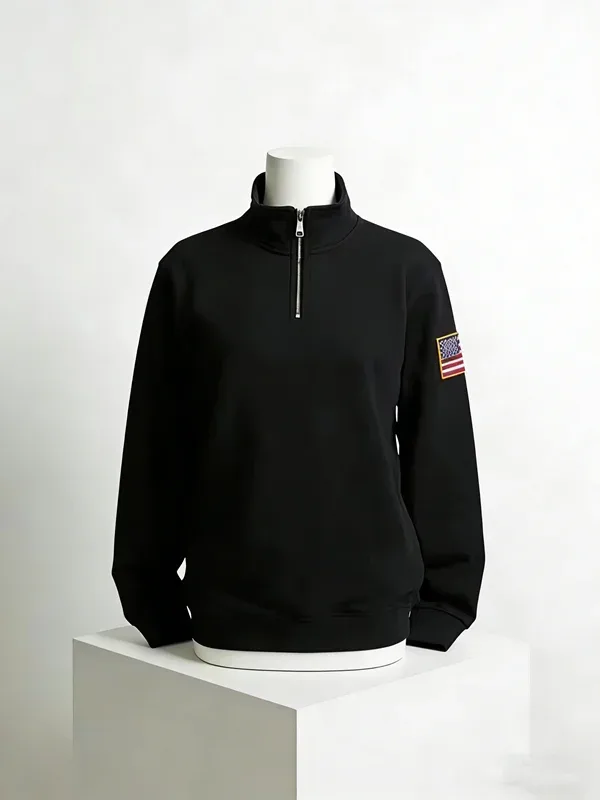 Y2K Retro Quarterzip Pullover Hoodie Pattern Embroidery Pattern Sweatshirt American Vintage Casual Streetwear Men Oversized Coat
