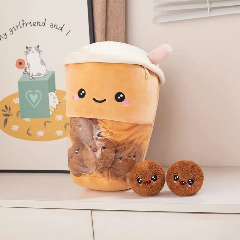 Boba chá biscoitos brinquedo de pelúcia bonito fofo lanches plushies pudim bolo alienígena abraço travesseiro presente aniversário sofá casa travesseiro decorativo — image 7