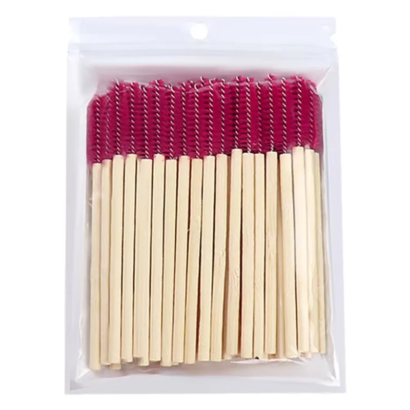 50 pçs alça de bambu escovas de cílios rímel varinhas aplicador cílios extensão escova sobrancelha spoolie escovas ferramenta de maquiagem