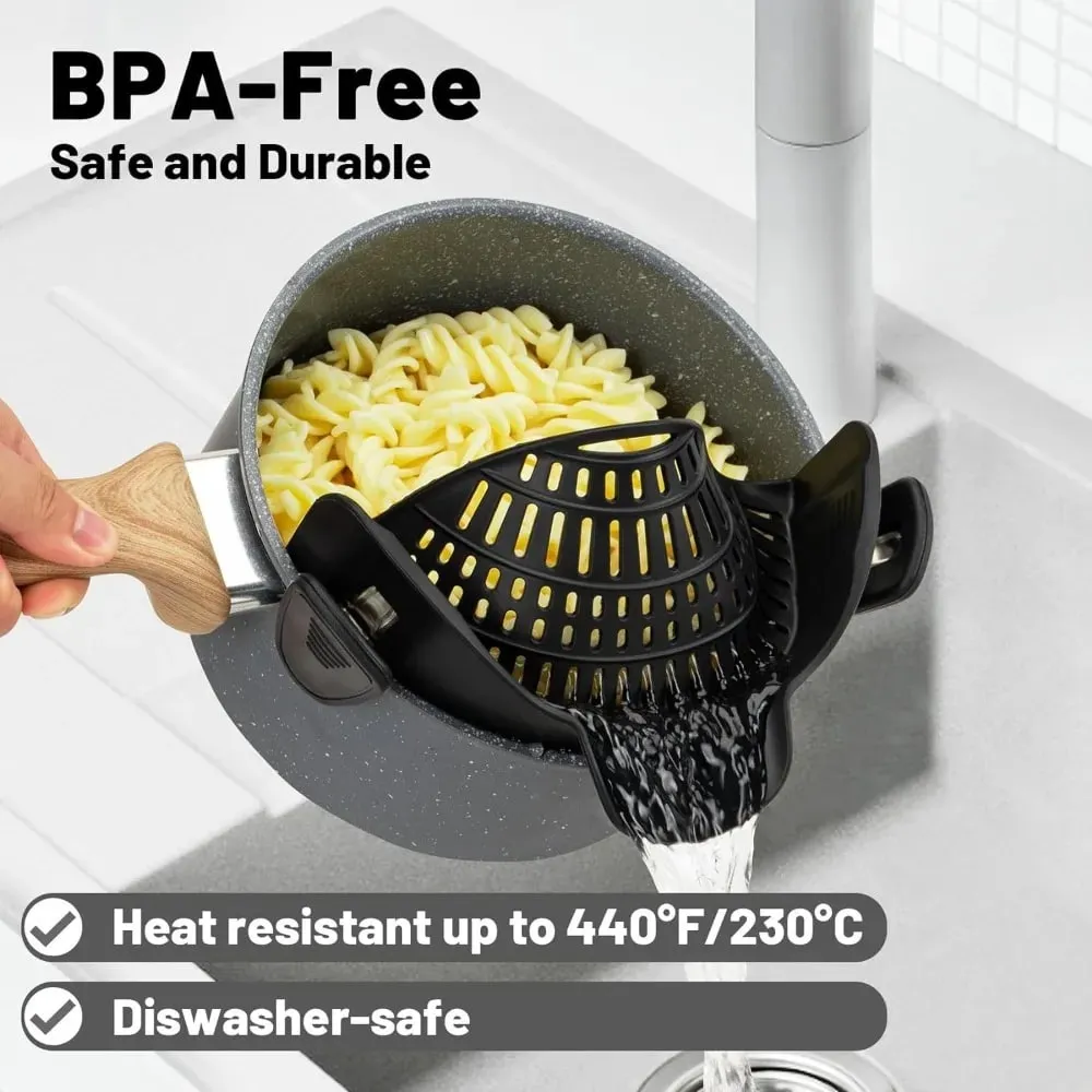 Filtro de silicone resistente ao calor para panelas/frigideiras-coador de drenagem dobrável para massas vegetais frutas-ferramenta de cozinha