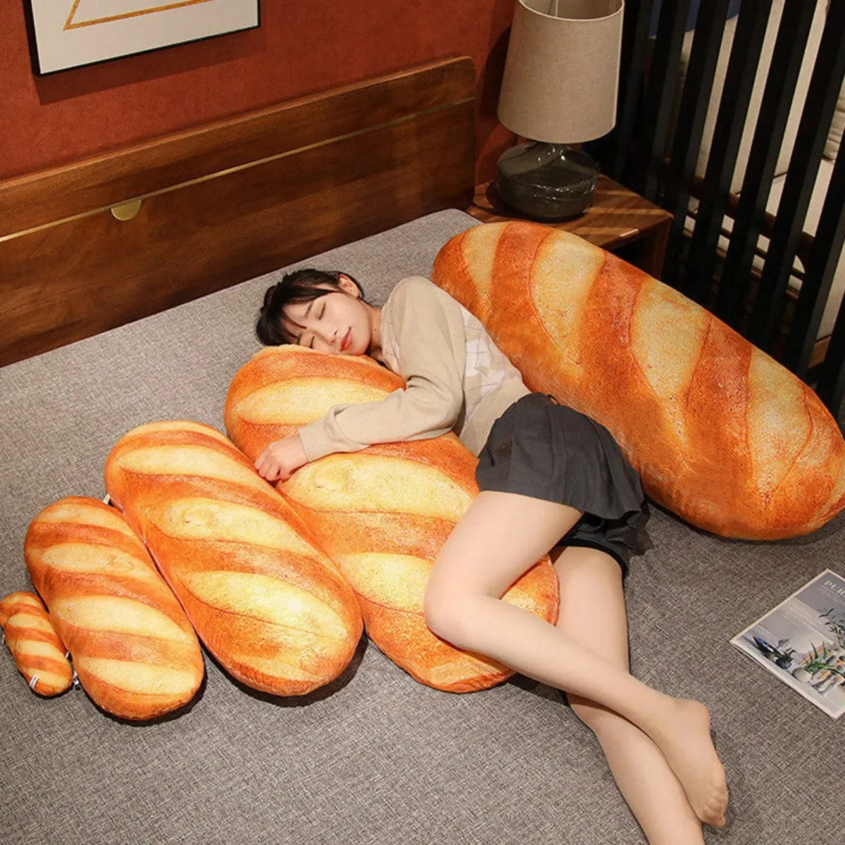Simulação macia pão travesseiro almofada de pelúcia criativo francês baguette brinquedo de pelúcia longo nap esteira para casa sofá decoração — image 5