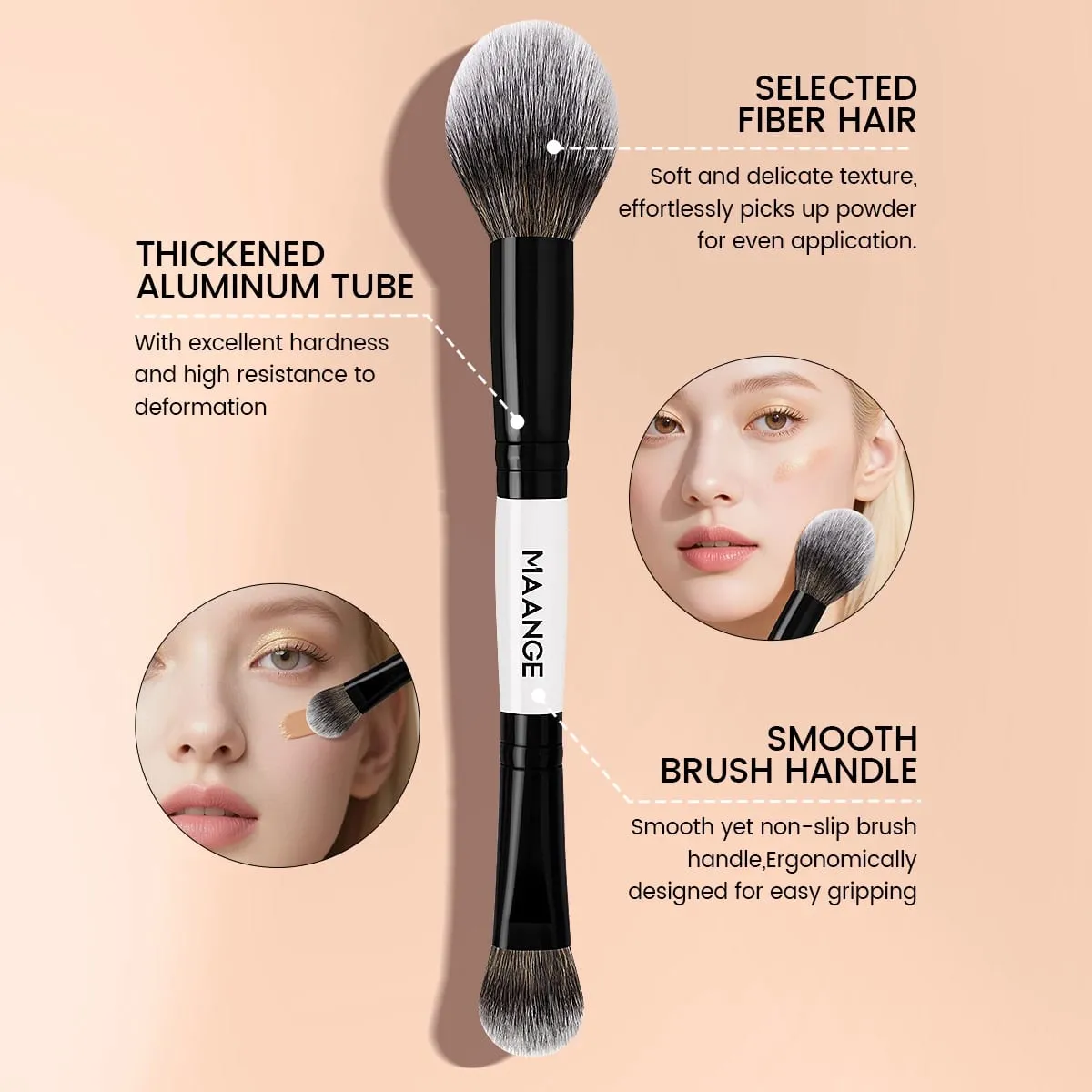 Pincéis de maquiagem para base, contorno, ocultar 3 peças, pincéis kabuki sintéticos angulares para misturar creme líquido, pó, cosméticos — image 2
