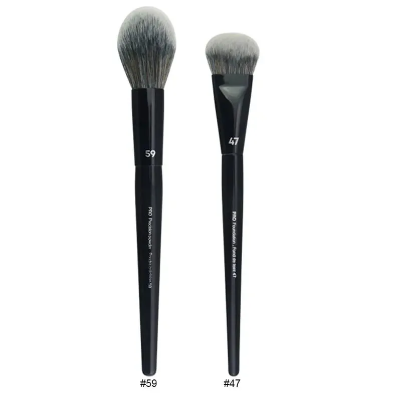 2 pçs/set Pro Preto Pincéis de Maquiagem Cabelo Sintético Pó Sombra Mancha Destaque Fundação Airbrush Difusor Make Up Brush