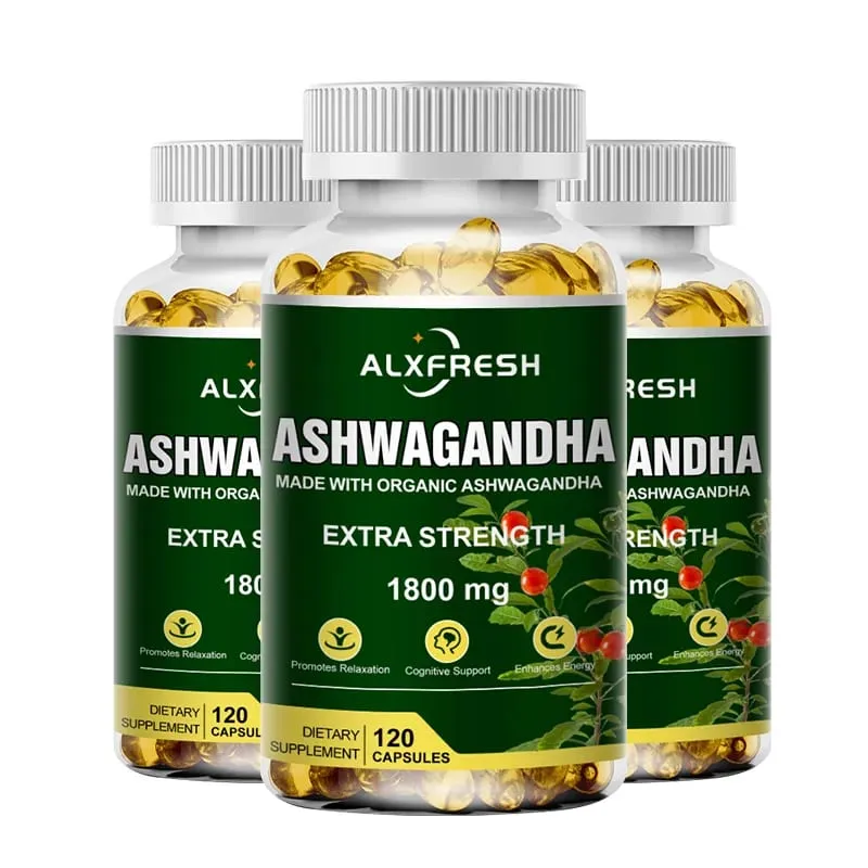 Cápsulas originais de Ashwagandha, extrato de raiz de alta potência para hormônios de equilíbrio de estresse e vitalidade