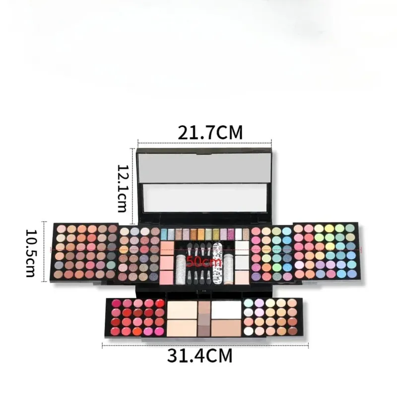 Miss Women All in One Makeup Kit - Conjunto completo com sombra, lábios, blush, batom, corretivo, escova, espelho, conjunto de presente multifuncional