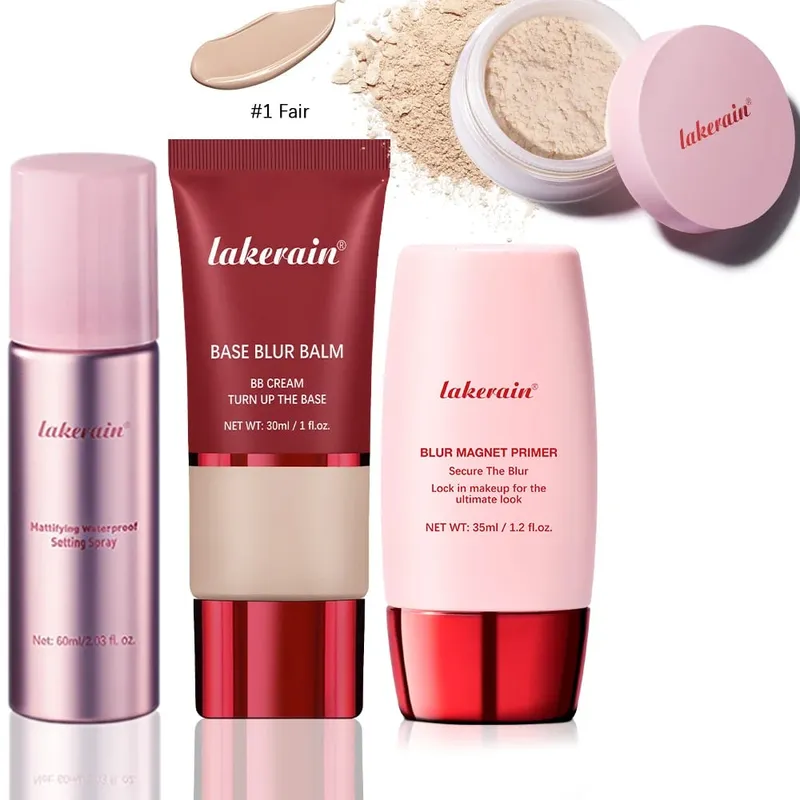 Ultimate Setting Powder Travel Size Set Blur Magnet Primer Setting Spray Base Blur Balm Waterproof Long-lasting Makeup Set