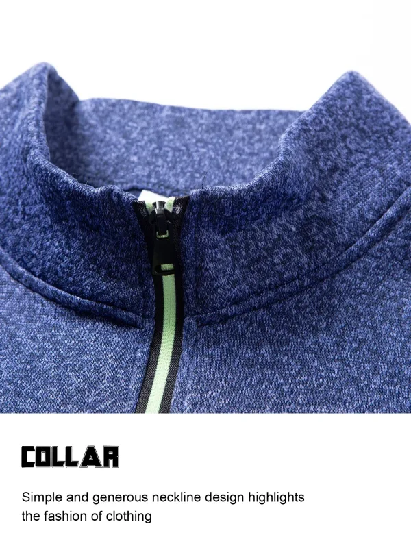 Conjunto de 2 peças homem 1/4 zíper camisola gola simulada, pulôver forrado de lã com punhos canelados casuais quentes para o outono inverno desgaste diário