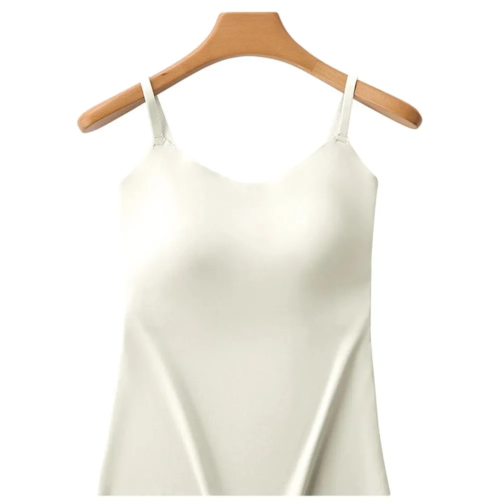 Sutiã embutido regata cami ajustável alça espaguete gola em u acolchoada suporte de busto modelador sem costura slim colete de roupa íntima