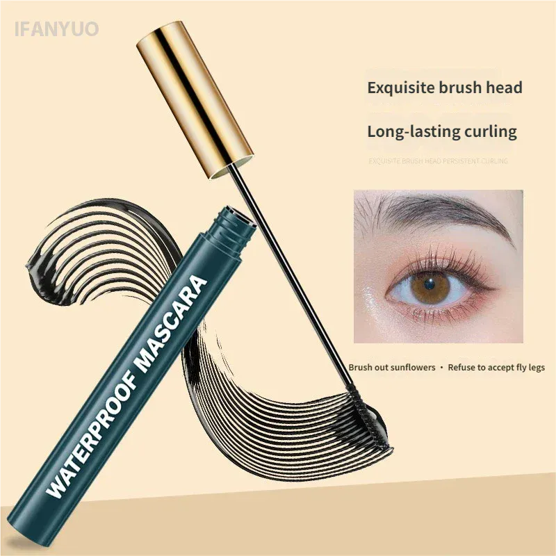 4D Black Mascara Thick Curling Long-Lasting Waterproof Smudge-Proof Silk Fiber Mascara Lengthens Eyelashes Extension Eye Makeup