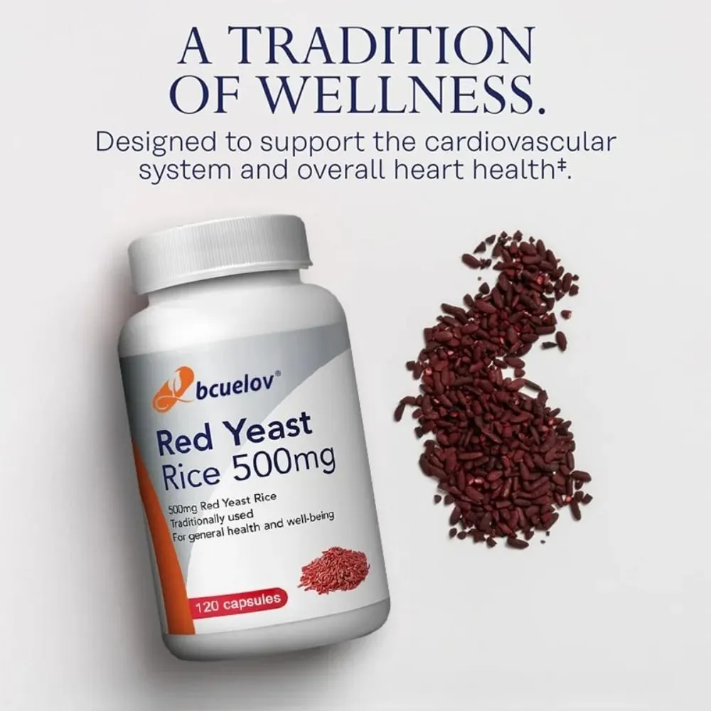 Extrato de Levedura de Arroz Vermelho 500 Mg Vegetariano – Fórmula Avançada para Coração Saudável para Suplemento de Saúde Cardiovascular — image 2